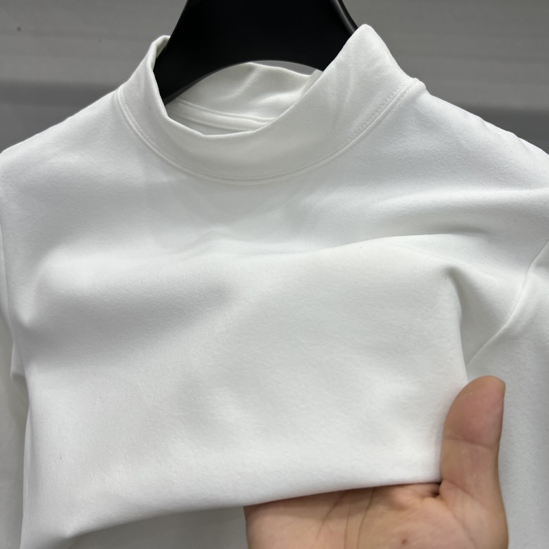 啄木鸟双面德绒长袖t恤男士秋冬季内搭保暖上衣半高领打底衫卫秋高清大图