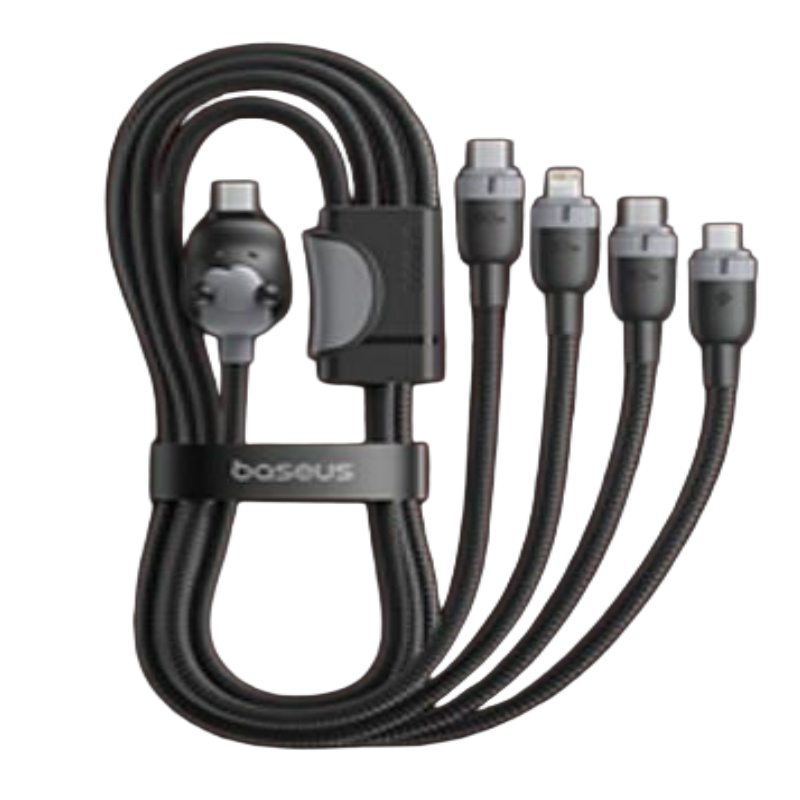 倍思 马年生肖系列 一拖四充电线USB-C to C+C+L+M 60W E04288 星际黑E0428800高清大图