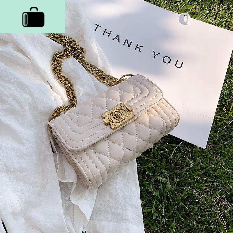 夏天时尚网红小包包2020新款潮菱格链条女包洋气斜挎包百搭小方包NEW LAKE女斜挎包