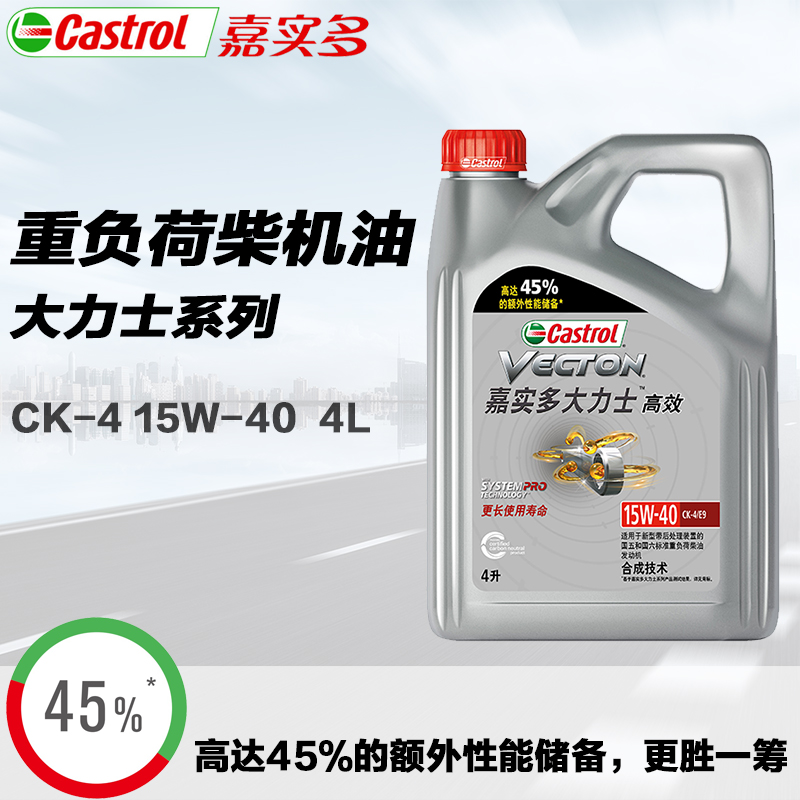 嘉实多(Castrol)润滑油大力士高效柴机油CK-4级15W-40柴油发动机6万公里更长使用寿命4L