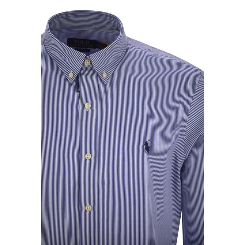 Polo Ralph Lauren弹力条纹衬衫男修身长袖休闲商务衬衣高清大图