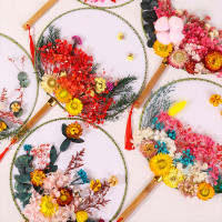 干花团扇DIY手工制作材料包(随机发货)