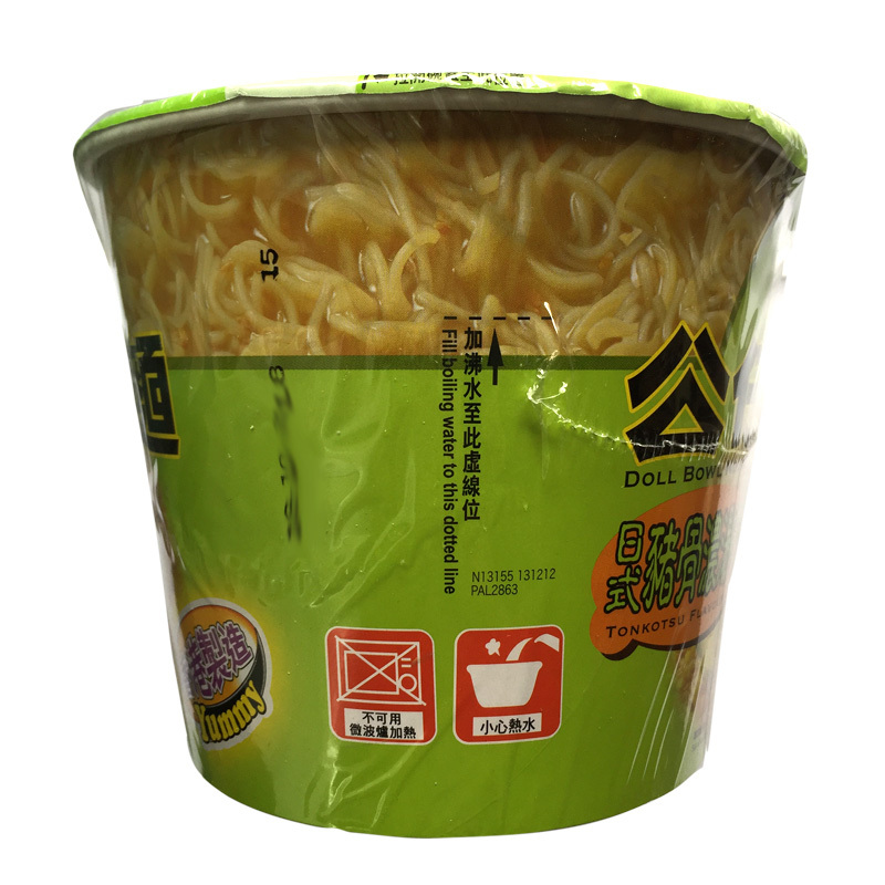 公仔doll中国香港制造公仔面大碗装日式猪骨浓汤味122g方便面泡面面条
