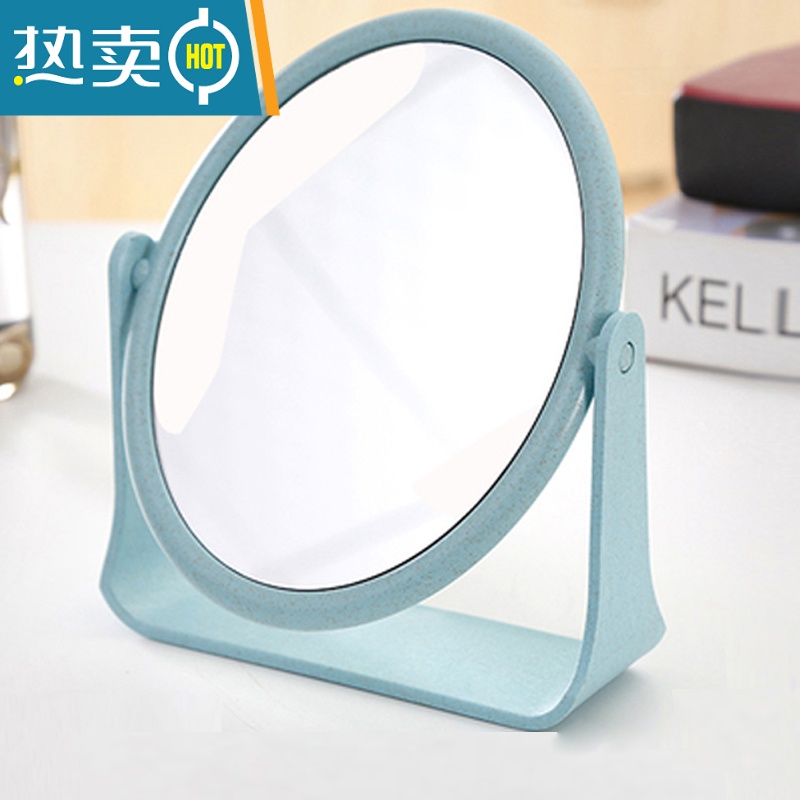 敬平少女心双面镜宿舍台式学生化妆小镜子桌面便携梳妆公主镜网红书桌 圆形粉便携式用镜高清大图