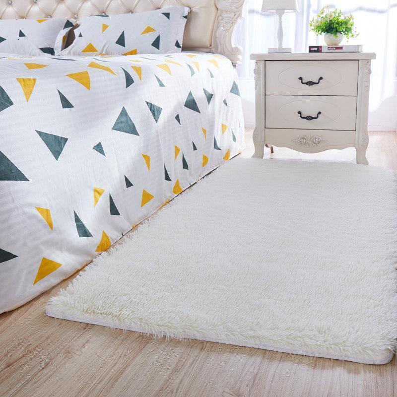 美帮汇卧室地垫床边毯垫进脚垫厨房浴室卫生间垫子地垫小地毯少女 米白 50*80CM