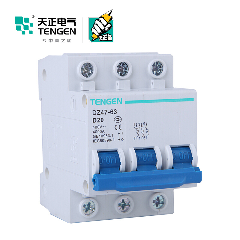 天正电气 DZ47-63 3P D 20A 4KA 01060020334 微型断路器