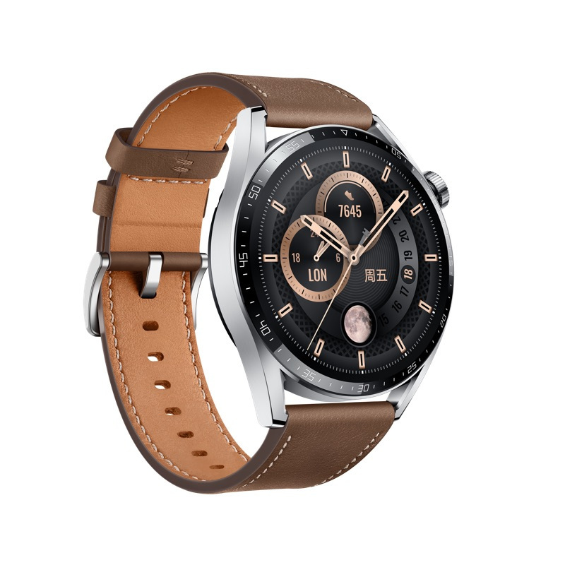 华为/huawei watch gt 3 46mm 时尚款 咖色真皮表带 智能手表 运动
