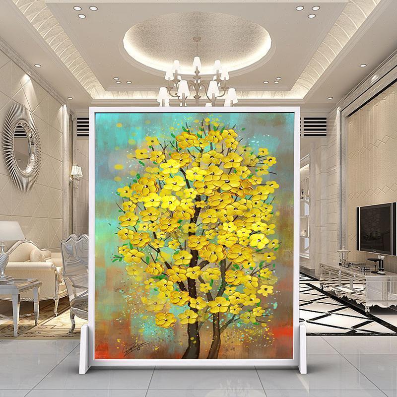 BONJEAN美式油画屏风隔断客厅卧室欧式装饰酒店办公风水隔断不透遮光座屏高清大图