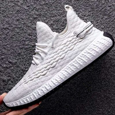 南极人正品新款飞织男鞋运动鞋2020春秋季男士鞋子软底防滑跑步鞋 YL-2(白色) 39