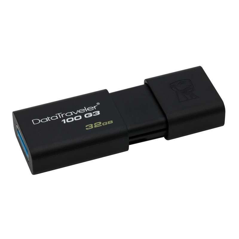 [免邮]金士顿(Kingston)DT100 G3 32GB USB3.0高速商务办公推拉优盘 黑色