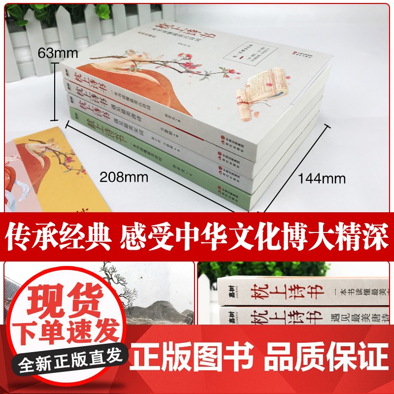 枕上诗书系列全套共四册正版中国诗词大会经典古诗词鉴赏李清照苏轼渔歌子唐诗宋词书彩图附带插画唯美名家国画诗词歌赋高清大图