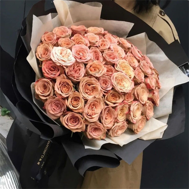 卡布奇诺玫瑰52朵复古感卡布奇诺鲜花速递全国配送