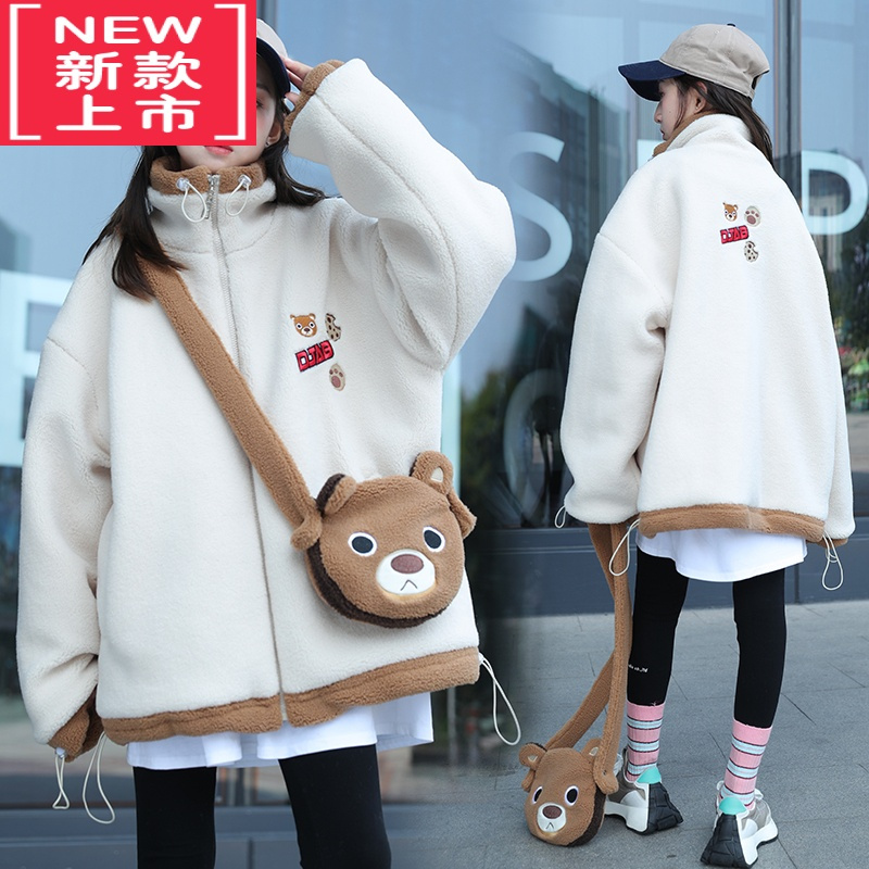 可莉允女童秋冬装外套洋气2022新款12中大儿童时髦女孩加厚冬装棉服15岁