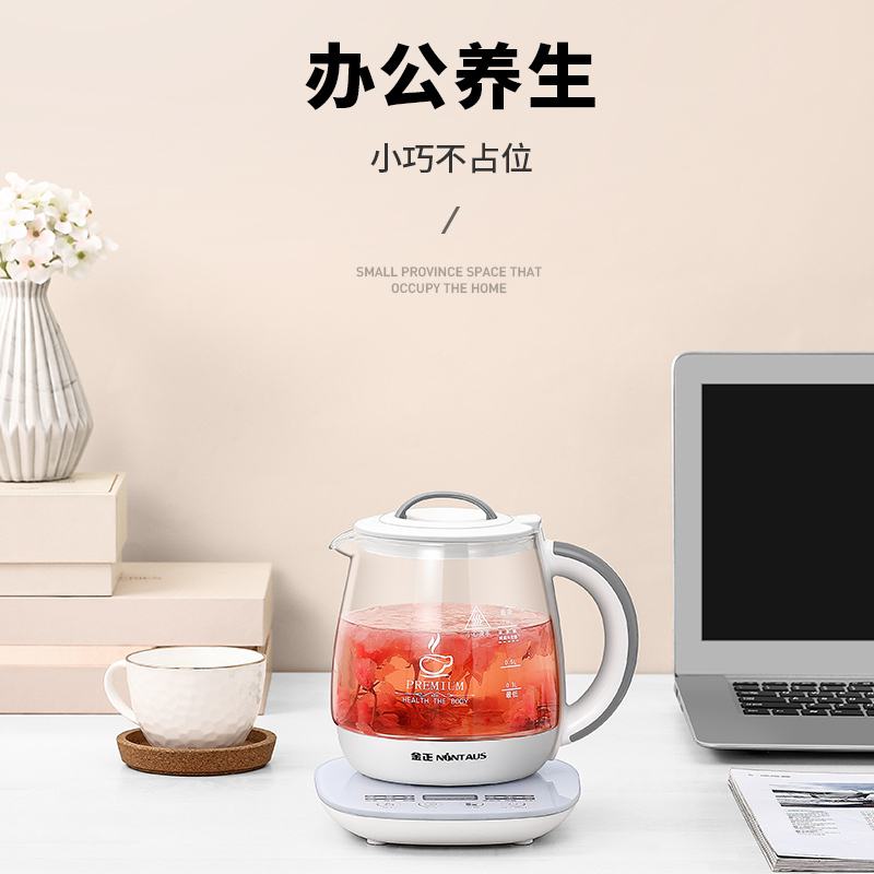金正(NiNTAUS)养生壶0.8L多功能智能家用办公室煮茶 触屏式高硼硅玻璃 黑茶花茶煮水壶 带滤网 B18