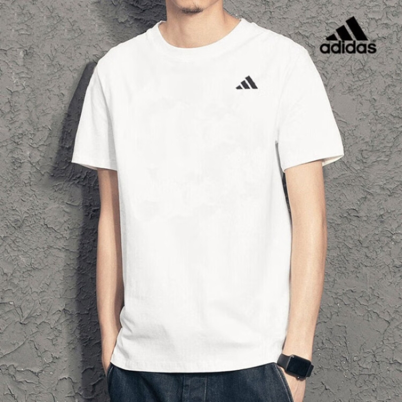 阿迪达斯(adidas) 男装2022春季新款运动服休闲舒适透气耐磨体恤时尚棉质短袖T恤 HR8728/基础款/白色 M