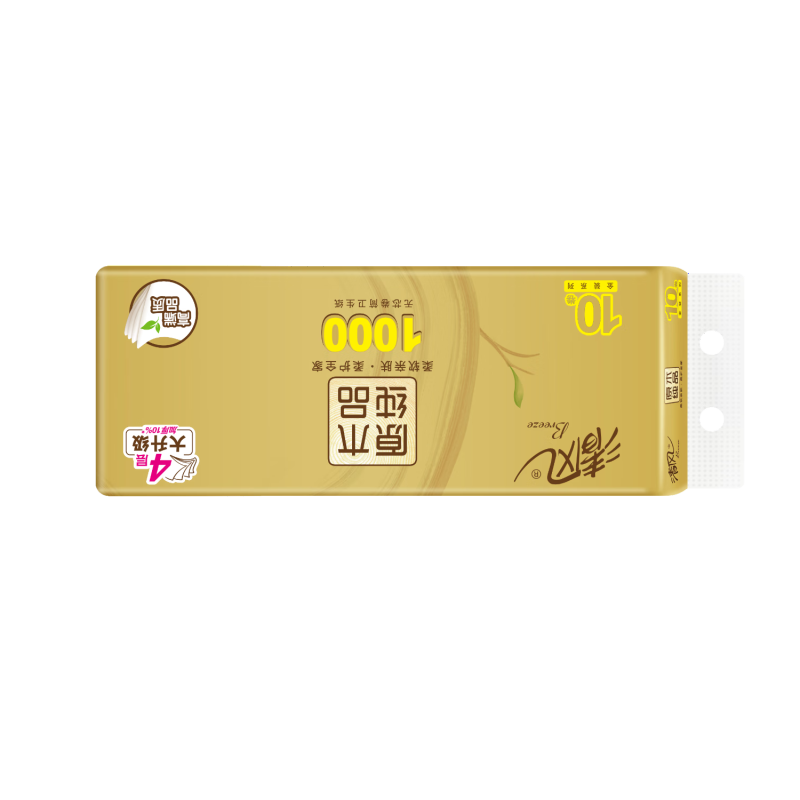 清风原木金装无芯卷纸4层100克*10卷单提装高清大图