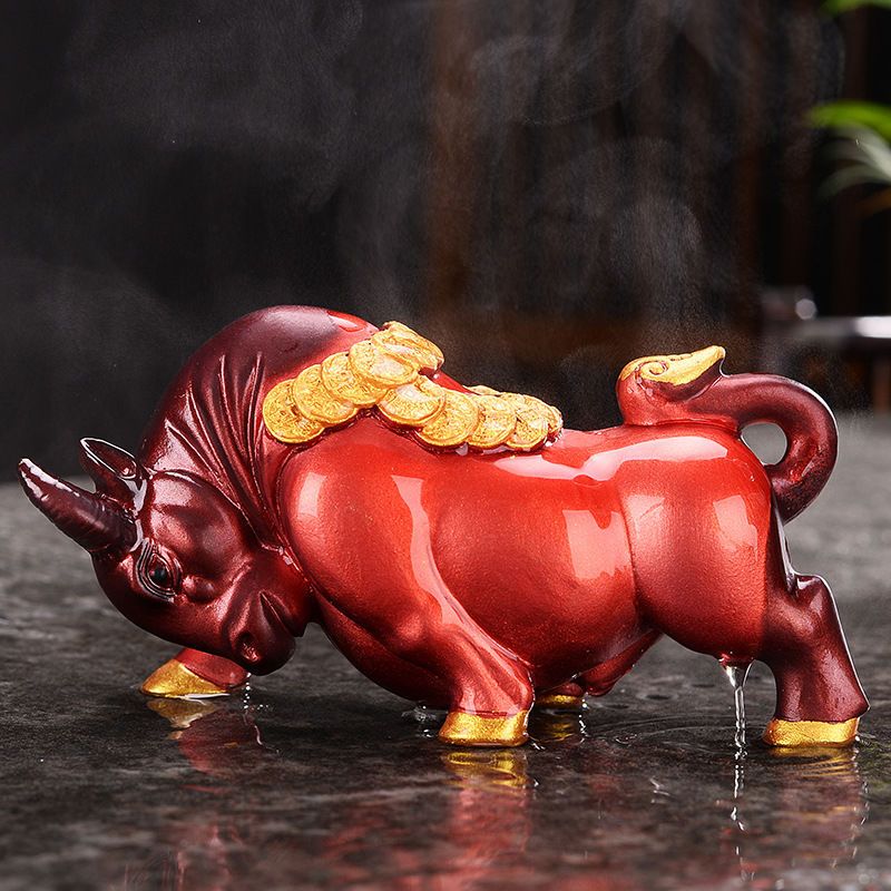 鱼丸茶具金牛茶宠牛气冲天可养茶玩家用泡茶变色茶宠精品创意茶具摆件