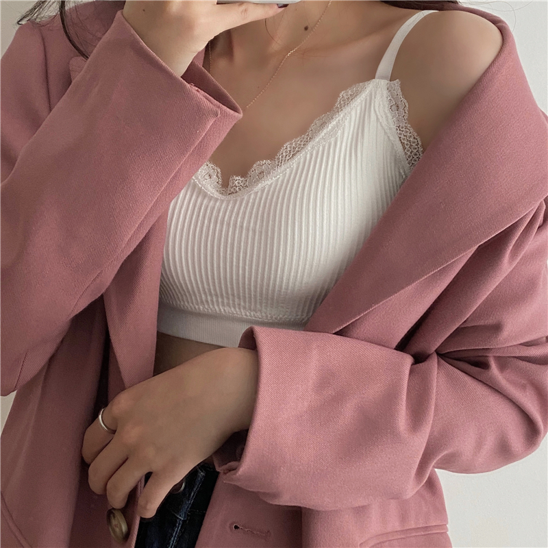 述雅性感无钢圈蕾丝吊带抹胸聚拢内衣女学生防走光打底美背裹胸小背心