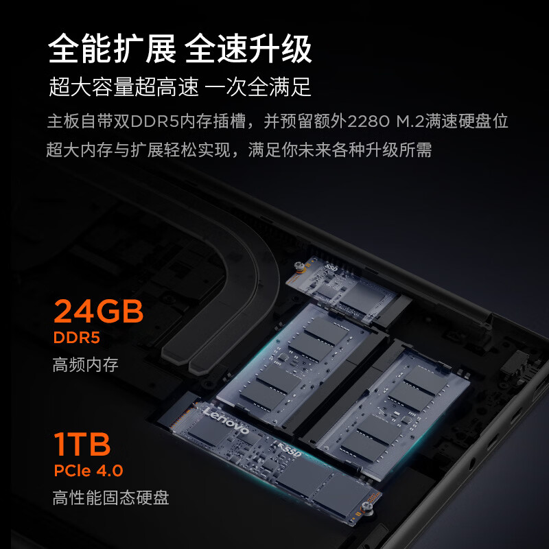 联想小新Pro14C 14英寸轻薄笔记本电脑(锐龙R7-H255 24G 1T 2.8K OLED 120Hz)高清大图