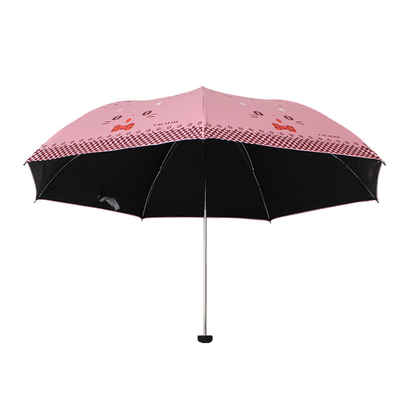 天堂伞 33115E黑胶三折铅笔太阳伞晴雨伞
