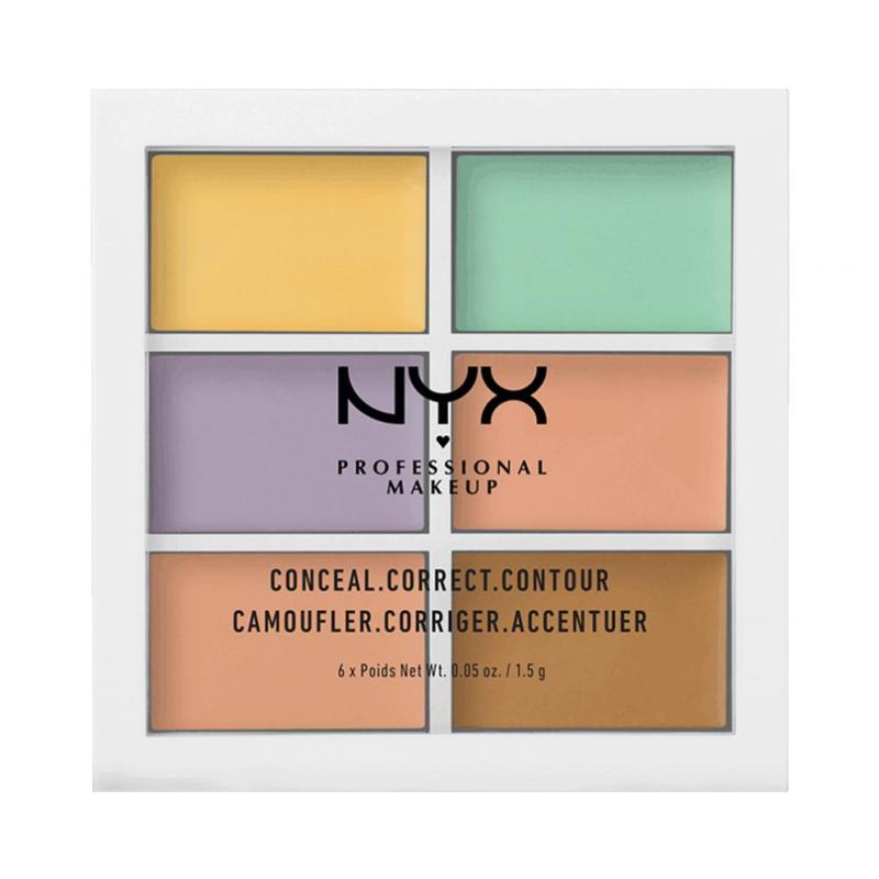 NYX6色遮瑕盘 高光修容遮盖痘印黑眼圈斑点提亮修容一盘搞定 9g