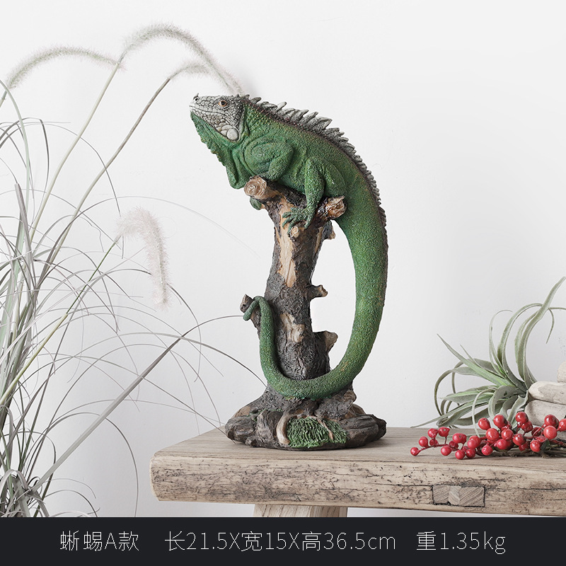 添福运 树脂摆件工艺品家居客厅电视柜酒柜装饰品玄关现代简约家居客厅酒柜小装饰品摆件办公室装饰品丛林蜥蜴动物摆件高清大图
