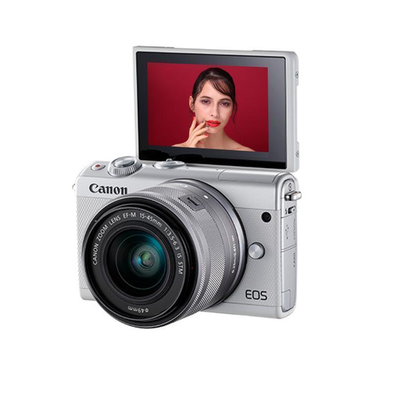 佳能(Canon)EOS M100 (15-45)白色微单单镜头相机2420万像素 触控翻转LCD 全像素双核对焦高清大图