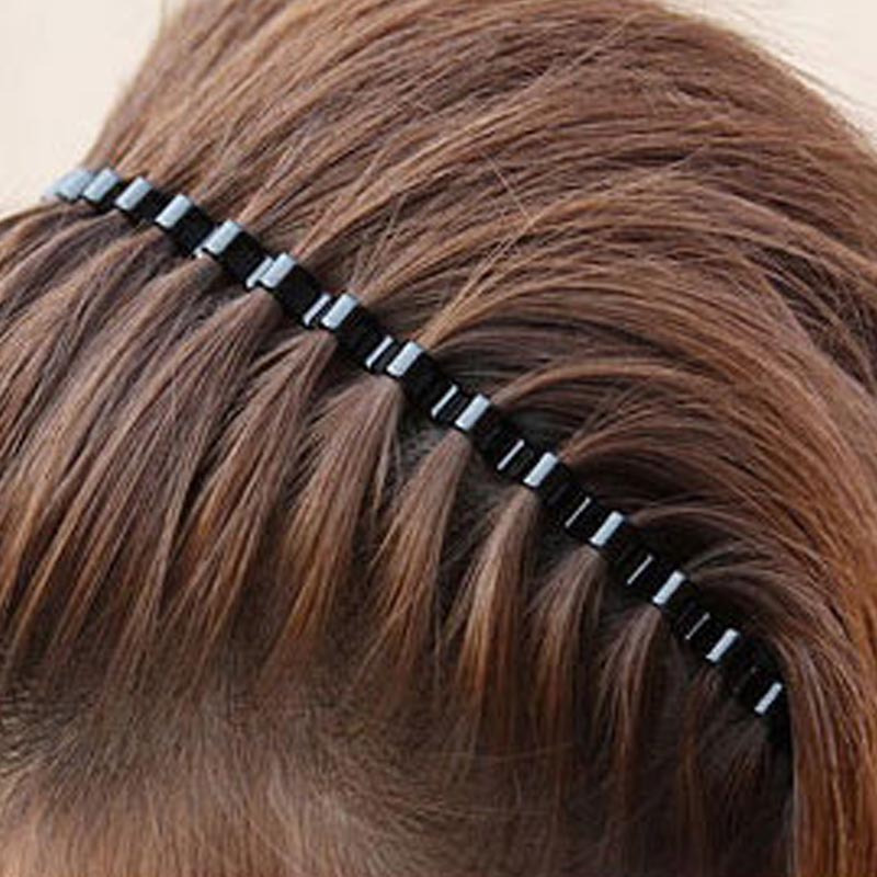 韩版男士发箍头箍女简约波浪发卡铁发夹男生背头运动发带头饰潮头发