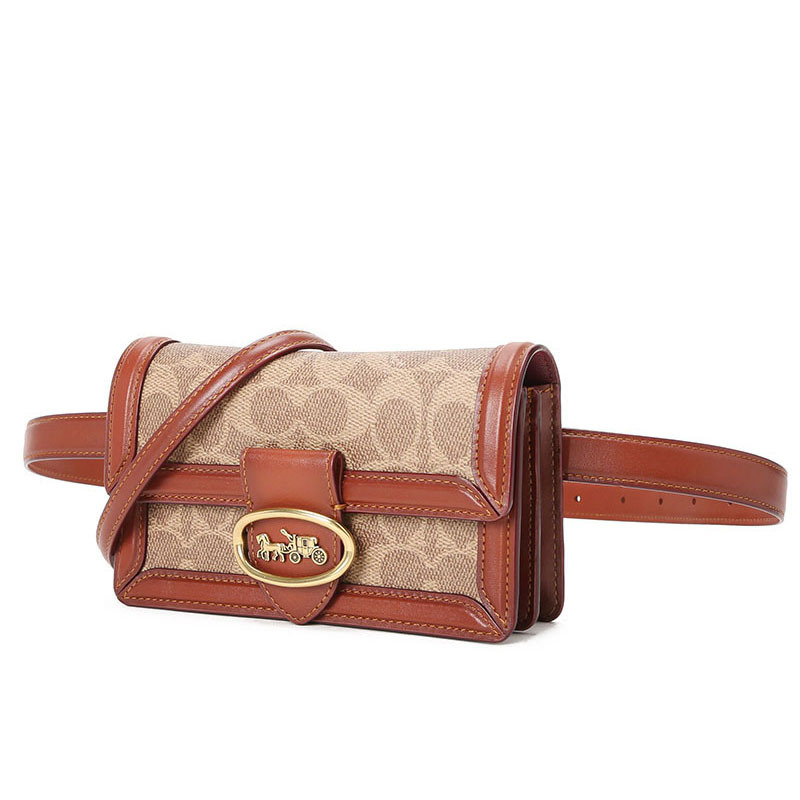 COACH 蔻驰 女包 RILEY胸包 腰包 斜挎包 老花拼皮金扣76594