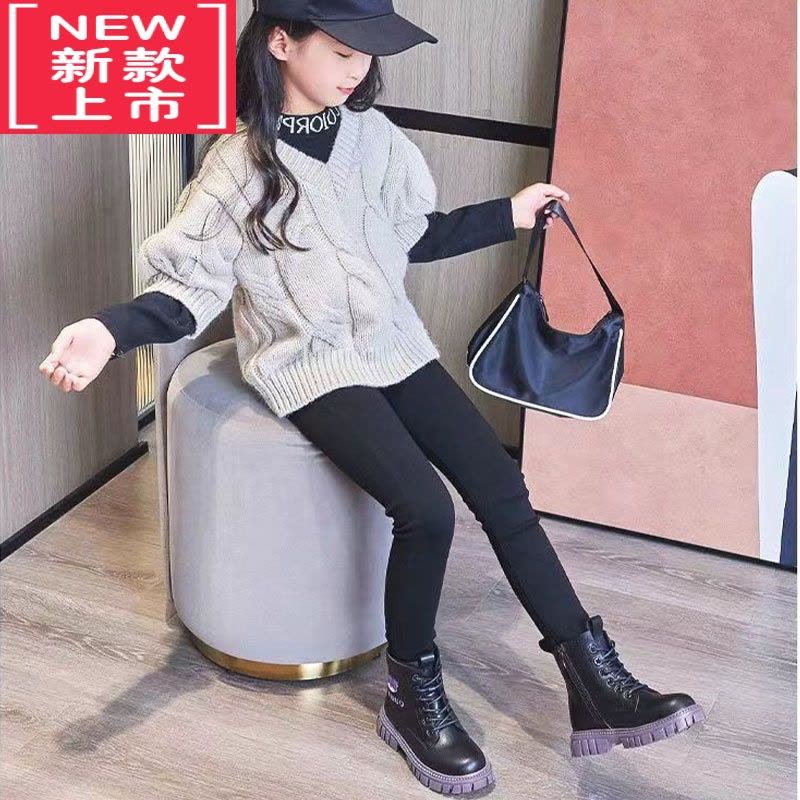 可莉允女童马丁靴2022冬季新款儿童短靴中大童学生低筒女孩子雪地靴图片