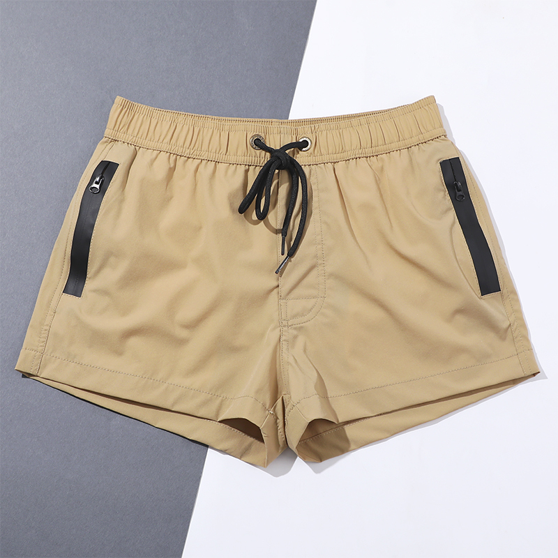 沙滩裤二分短裤男速干四面弹运动健身跑步拉链口袋休闲宽松游泳裤