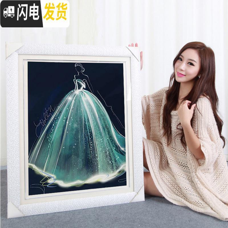 三维工匠结婚2019新款婚纱5D水晶钻石画情侣满钻客厅点粘钻贴钻 高端方钻[满钻全贴]画布50*60厘米[送多头点十字绣高清大图