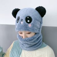 冬季儿童套头帽户外保暖围脖连帽卡通婴儿帽子骑车防风防寒帽_305_989 成人款雾霾蓝