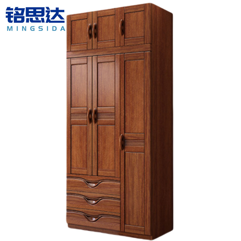 铭思达实木衣柜三门+顶柜套高清大图
