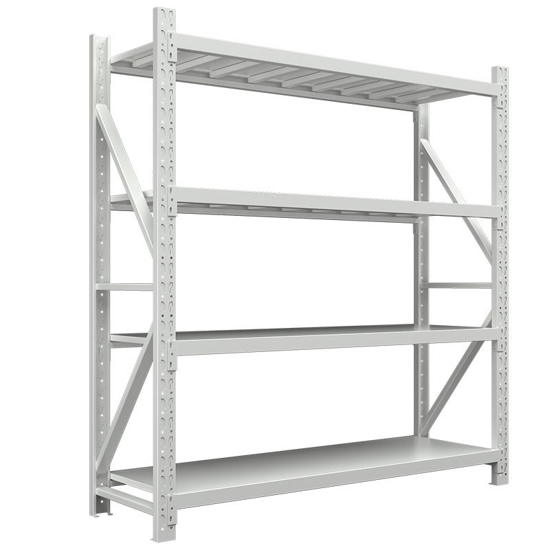 臻远ZY-HJ-43仓储货架仓库超市置物家用层架收纳架子重型1500*600*2000四层副架灰白色