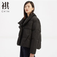 【2件2.5折价：69.8】CHIN祺冬新款OL风格白色短款涤纶服面包服ol风职场箱型保暖轻薄