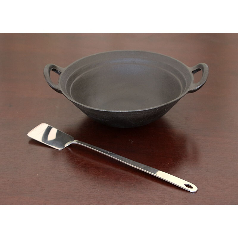 山西生铁铸铁双耳圆底22cm锅焖面用锅宝宝哺食小铁锅拓进22cm裸锅一人