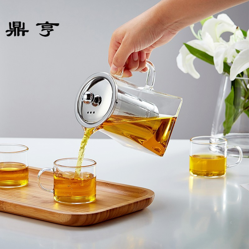 鼎亨玻璃茶壶加厚过滤泡茶壶耐高温花茶壶家用茶盘功夫茶具套装