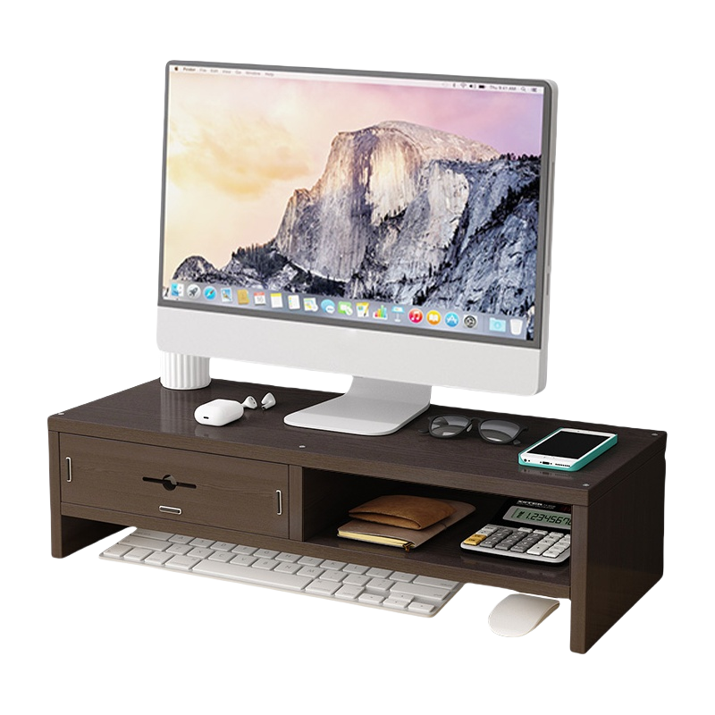 珂洋 显示器增高架 双层隔断黑胡桃(1抽屉) 个高清大图