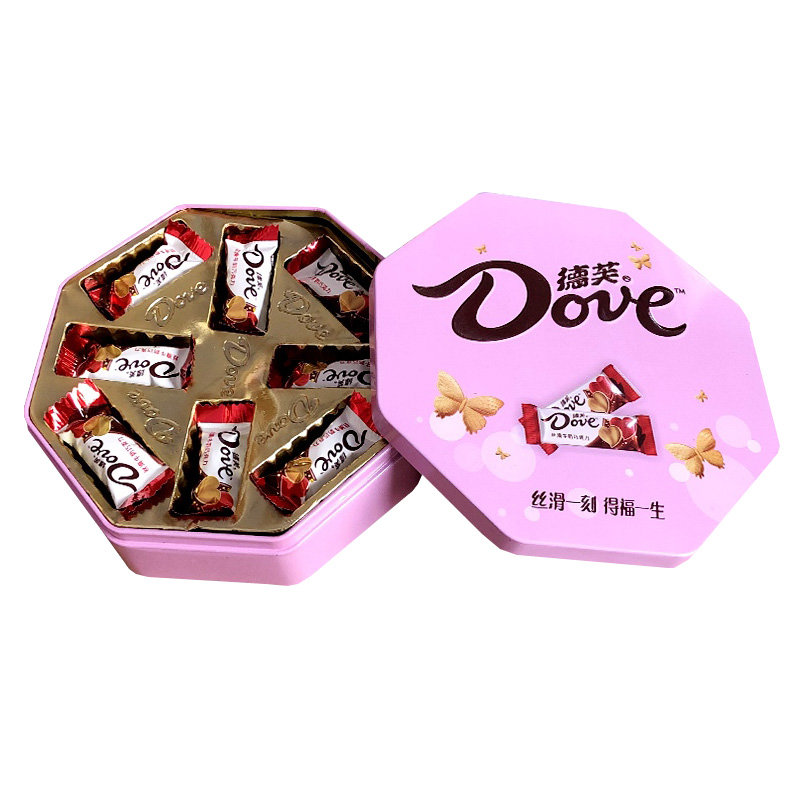 德芙Dove喜糖新款铁盒装德芙丝滑牛奶巧克力6粒10粒16粒婚庆结婚不含礼袋可另外购买 6g 粉色铁盒16粒