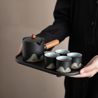 苏氏陶瓷(SUSHI CERAMICS)手绘釉画彩千里江山侧把茶壶干泡茶盘功夫茶具套装礼盒