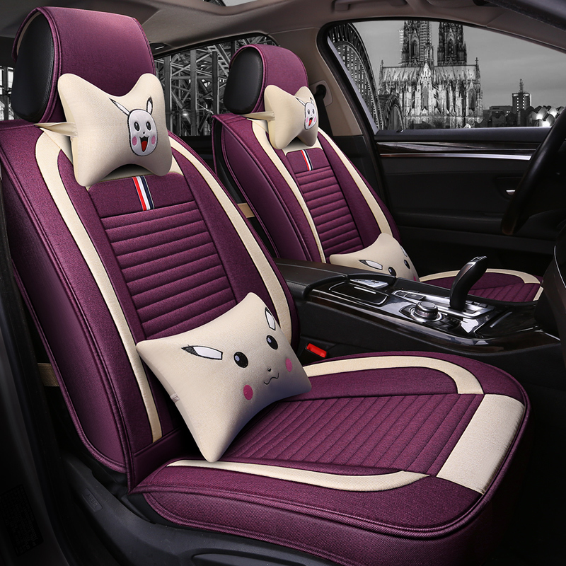 敬平新款汽车座套日产尼桑蓝鸟骊威骐达轩逸四季专用全包亚麻布艺坐垫