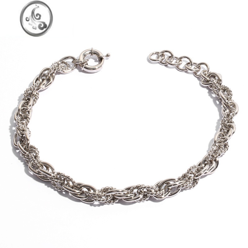 JiMi银色重工夸张项链女欧美小众复古高级感金属粗链条银饰颈链锁骨链