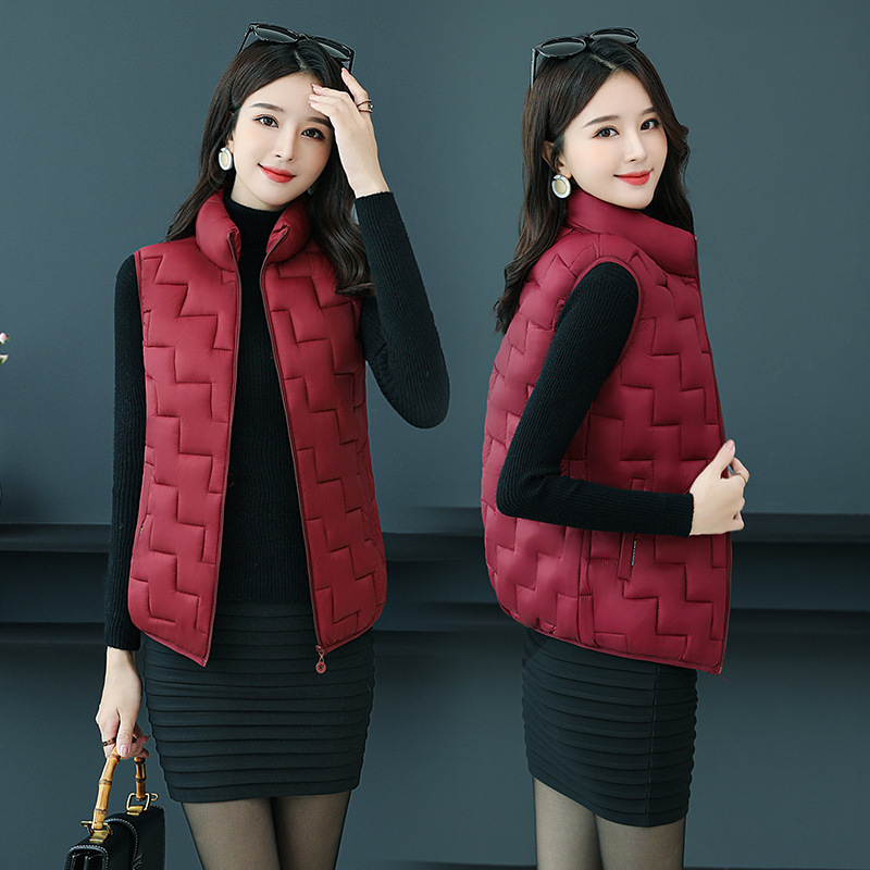 妈妈冬装羽绒棉马甲短款加大码棉马夹外套中老年女装外穿坎肩背心