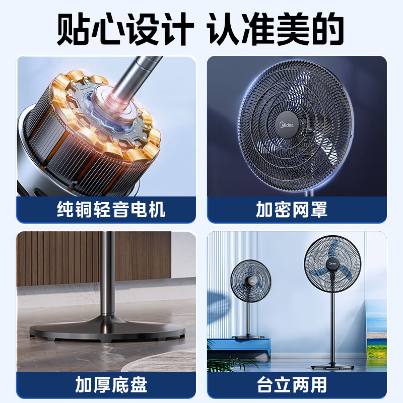 美的(Midea)电风扇落地扇家用轻音工业风扇强力摇头立式大风力纯铜牛角扇 FS45-23C高清大图