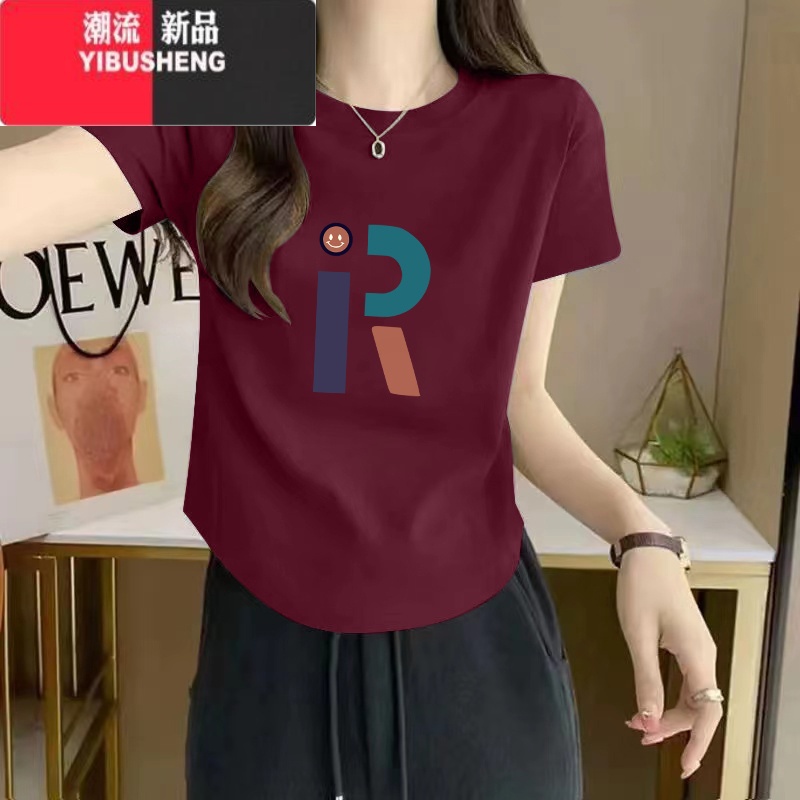 YIBUSHENG季2024年新款不规则短袖t恤女显瘦设计感修身洋气上衣特别高清大图