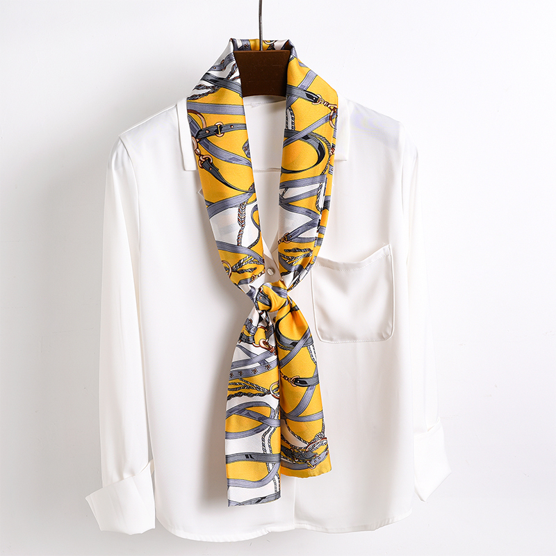 盛世尼曼细窄长条小丝巾女春秋款洋气时尚百搭装饰小方巾韩国领巾围巾