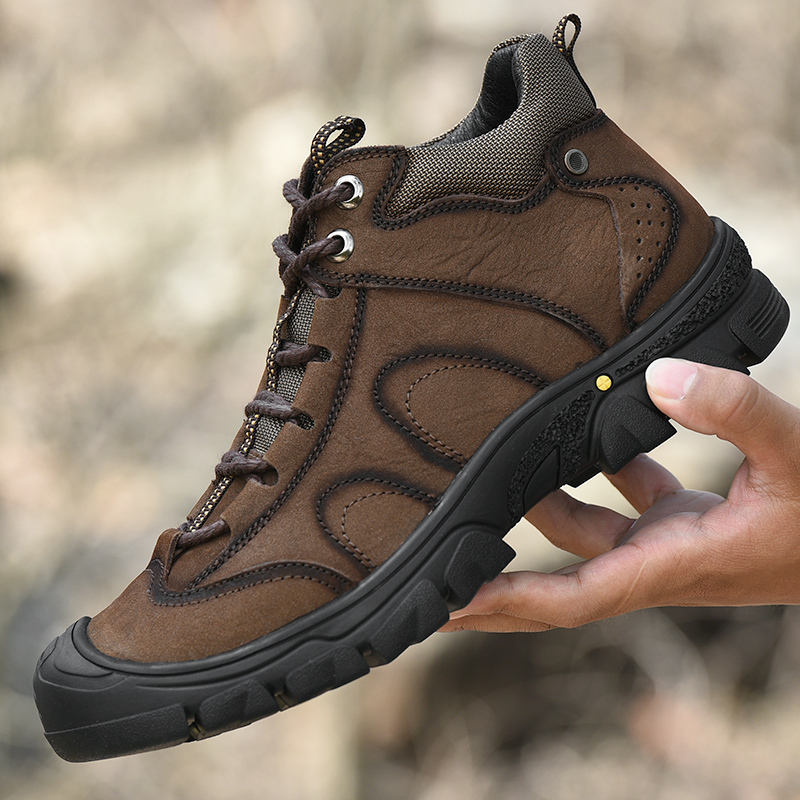 骆驼潮头层牛皮男士户外登山鞋秋冬季新款加绒保暖加厚皮毛一体大棉鞋