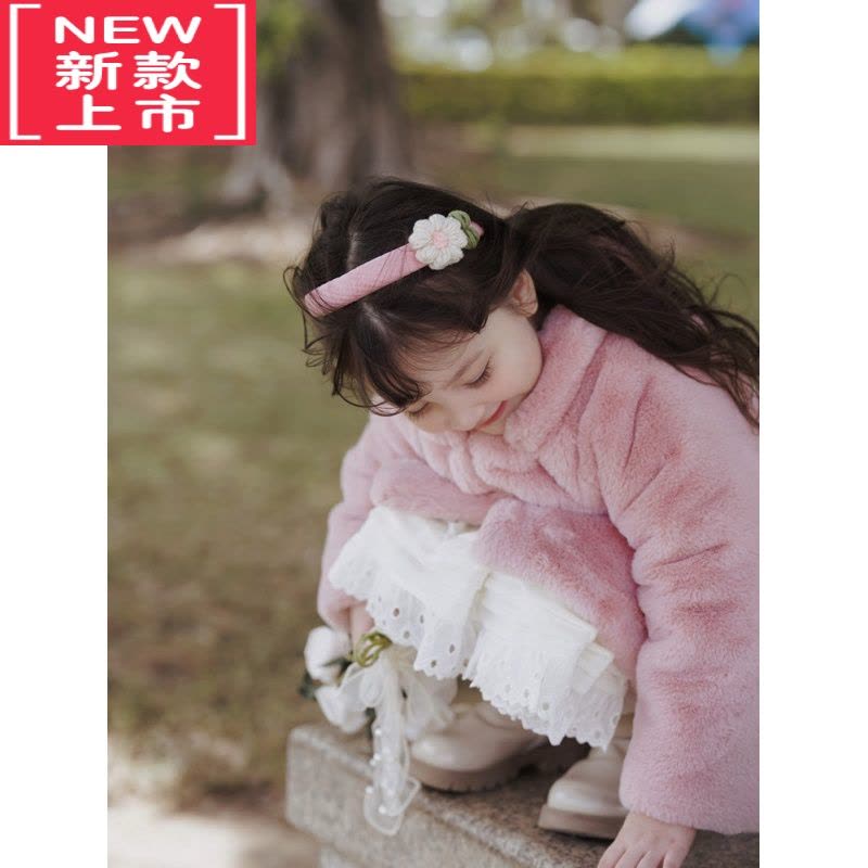 可莉允女童毛毛外套加绒厚棉袄儿童棉服冬装仿皮草长款男童宝宝棉服冬季图片