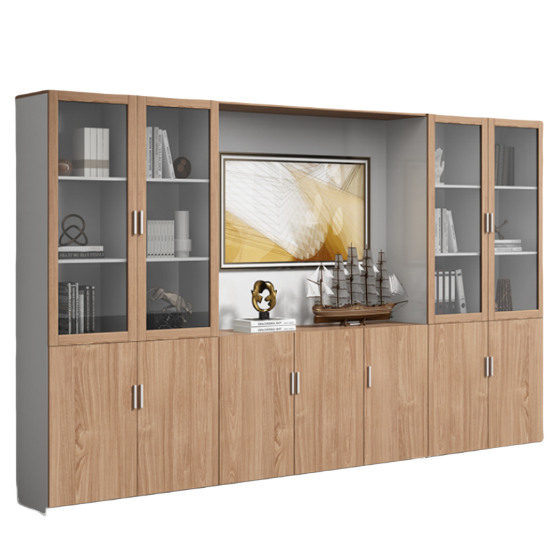 铭思达书柜七门个高清大图